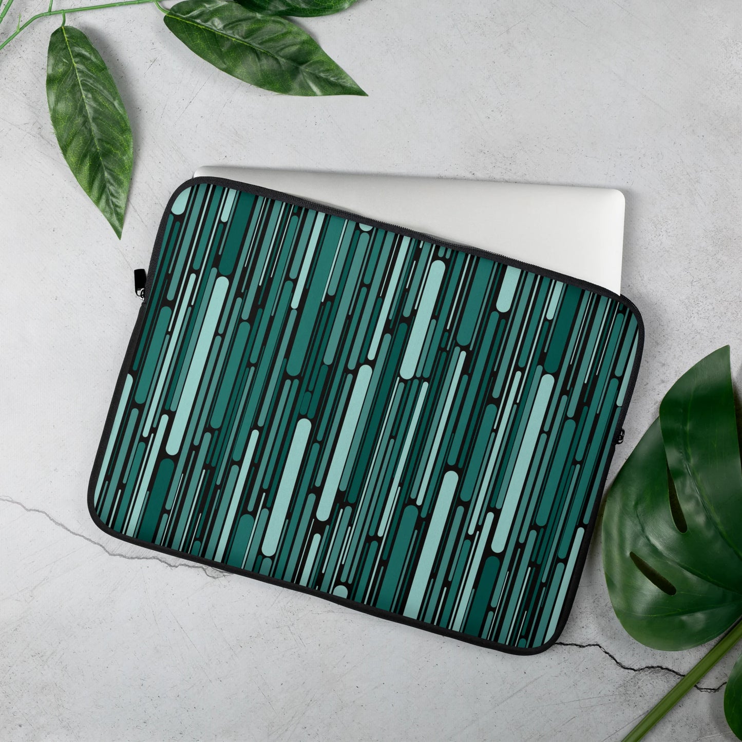Green Rain Ornament Laptop Sleeve