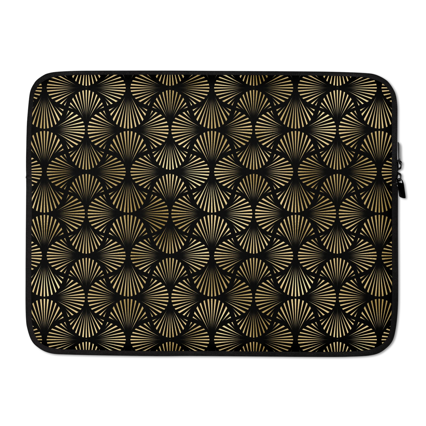 Black And Gold Art Deco Flower Reflections Laptop Sleeve
