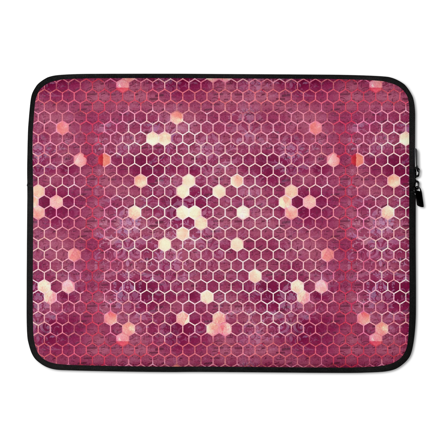 Burgundy Gold Honeycombs Ornament Laptop Sleeve