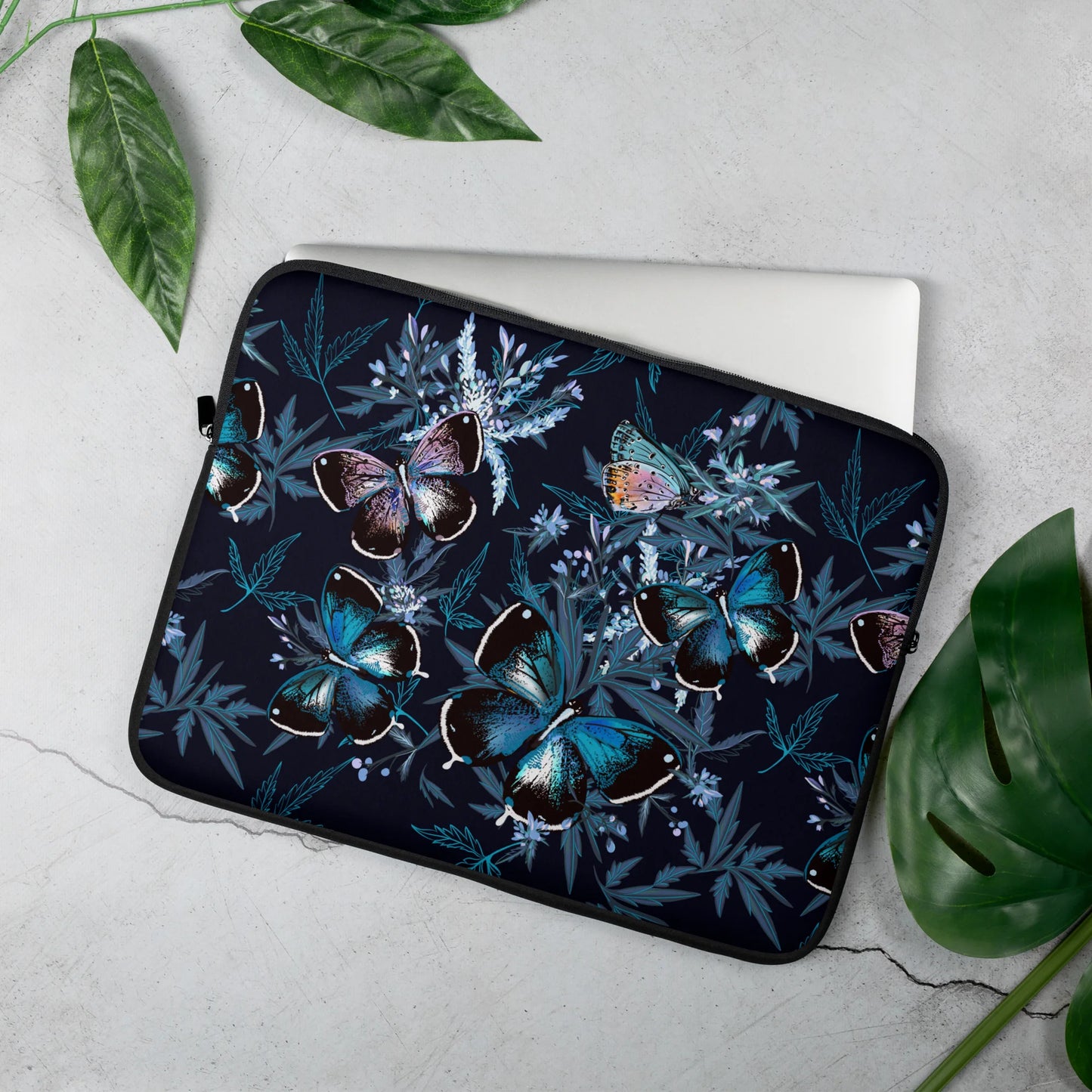 Night Flight of Blue Butterflies Laptop Sleeve