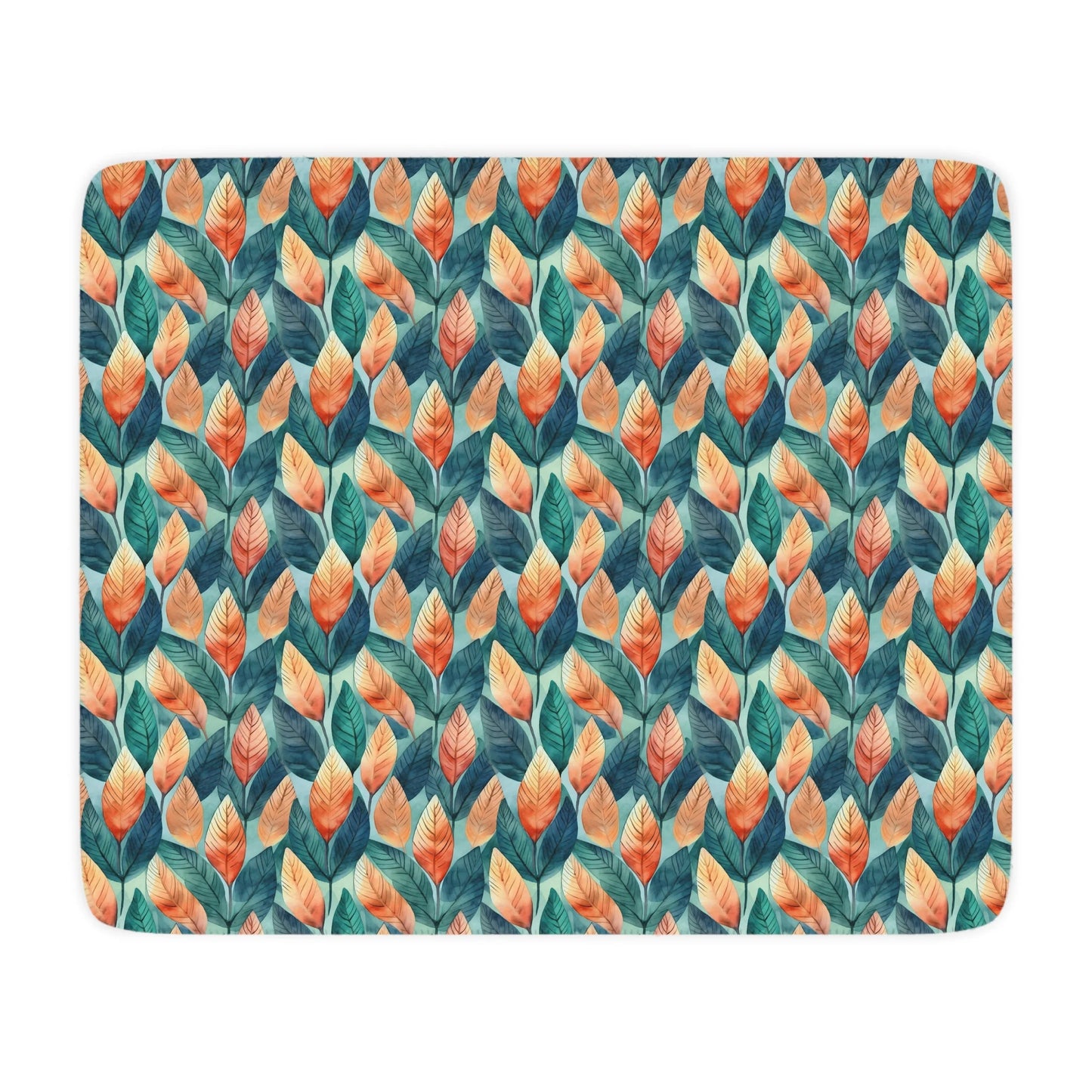 Leafy Minimalism Tan Sherpa Blanket