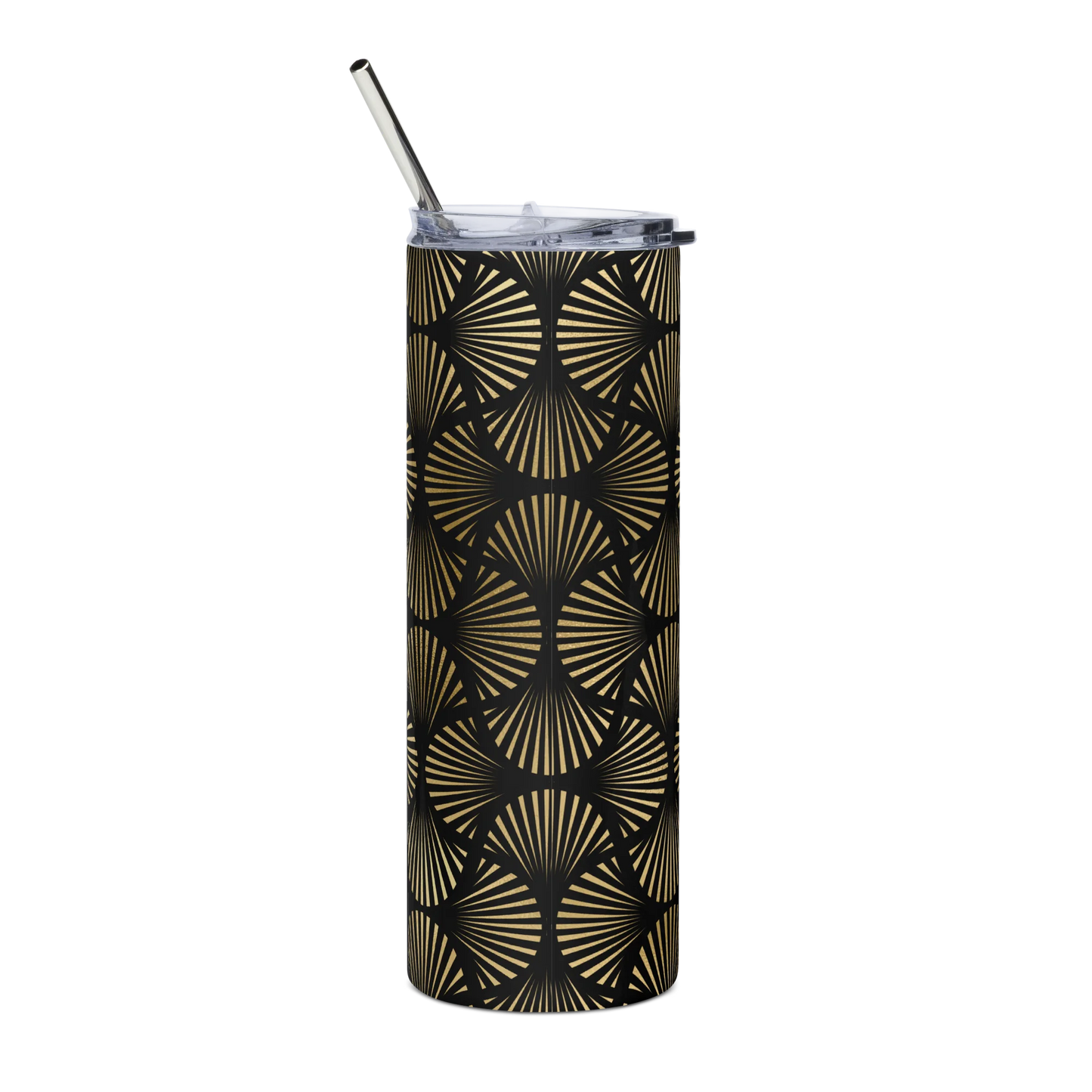 Black And Gold Art Deco Flower Reflections Tumbler