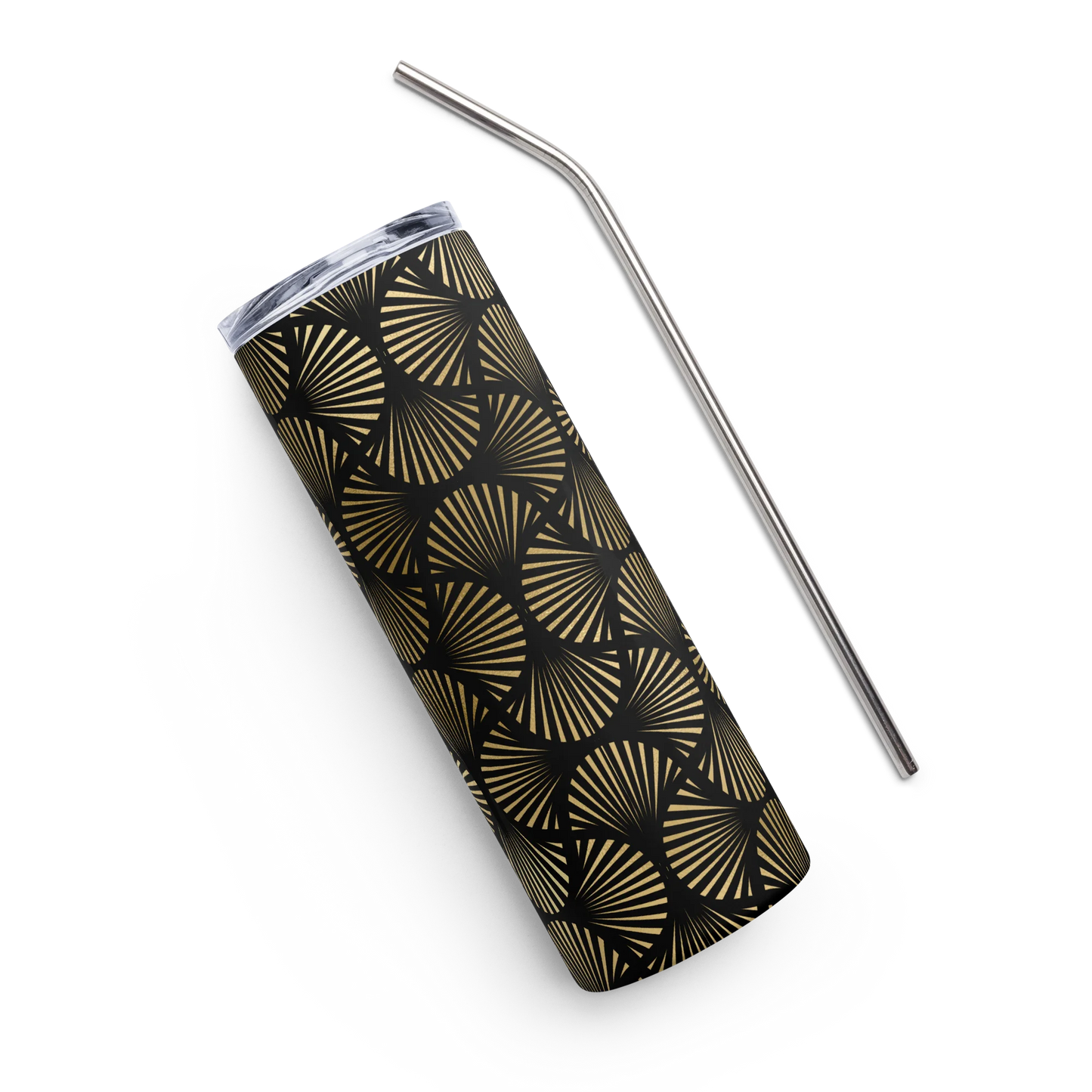 Black And Gold Art Deco Flower Reflections Tumbler