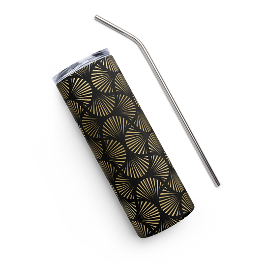 Black And Gold Art Deco Flower Reflections Tumbler