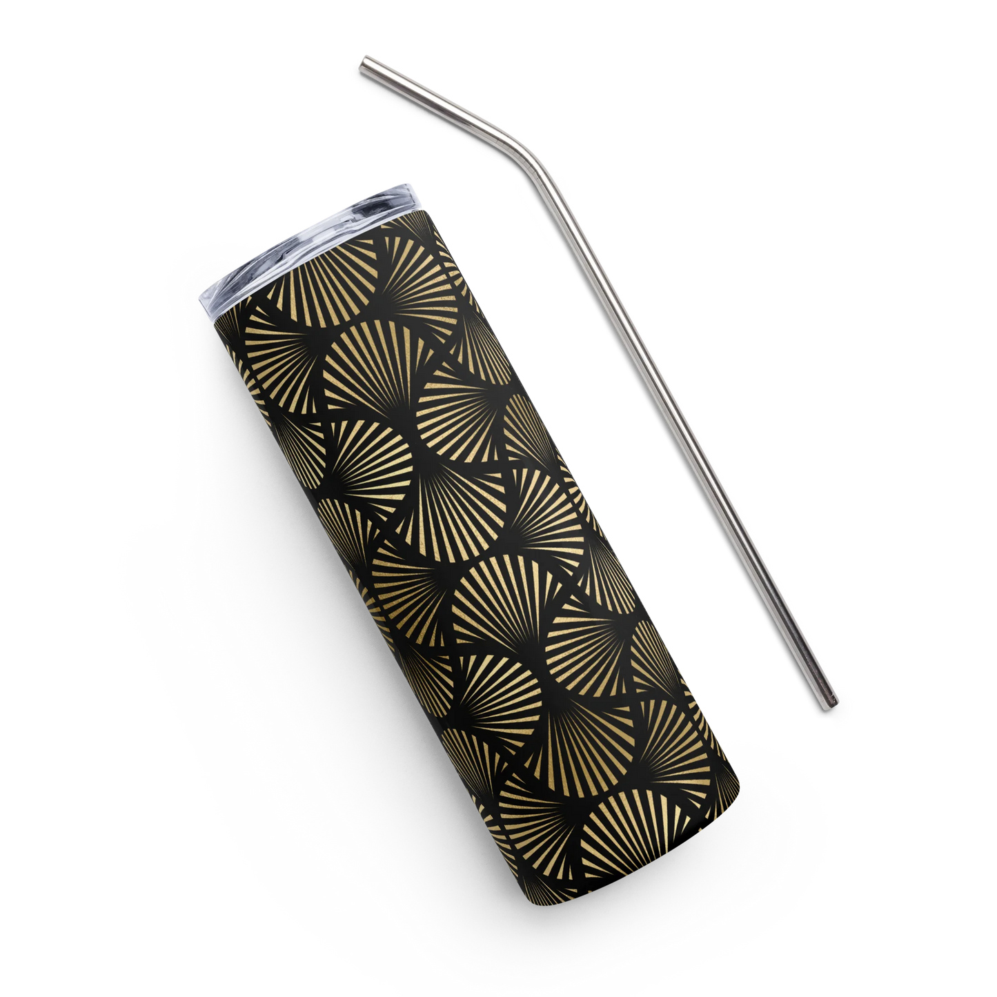 Black And Gold Art Deco Flower Reflections Tumbler