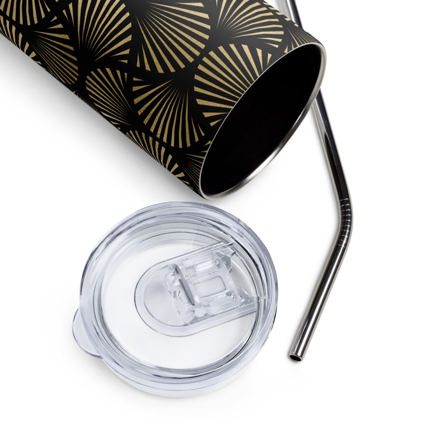 Black And Gold Art Deco Flower Reflections Tumbler