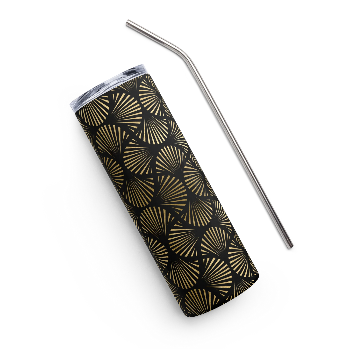 Black And Gold Art Deco Flower Reflections Tumbler