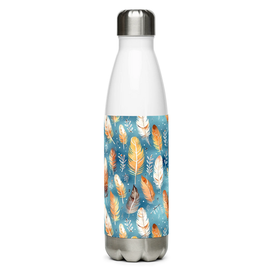 Blue & Orange Feather's Tale Stainless Steel Water Bottle