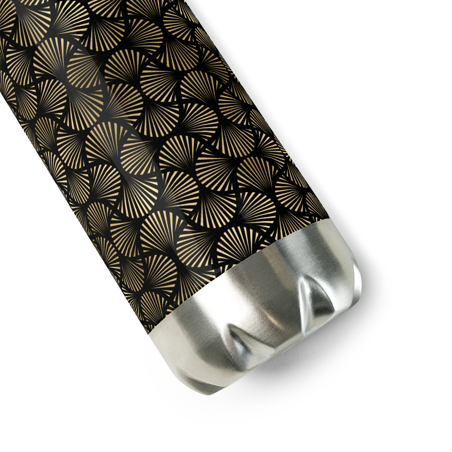 Black And Gold Art Deco Flower Reflections Stainless Steel Water Bottle