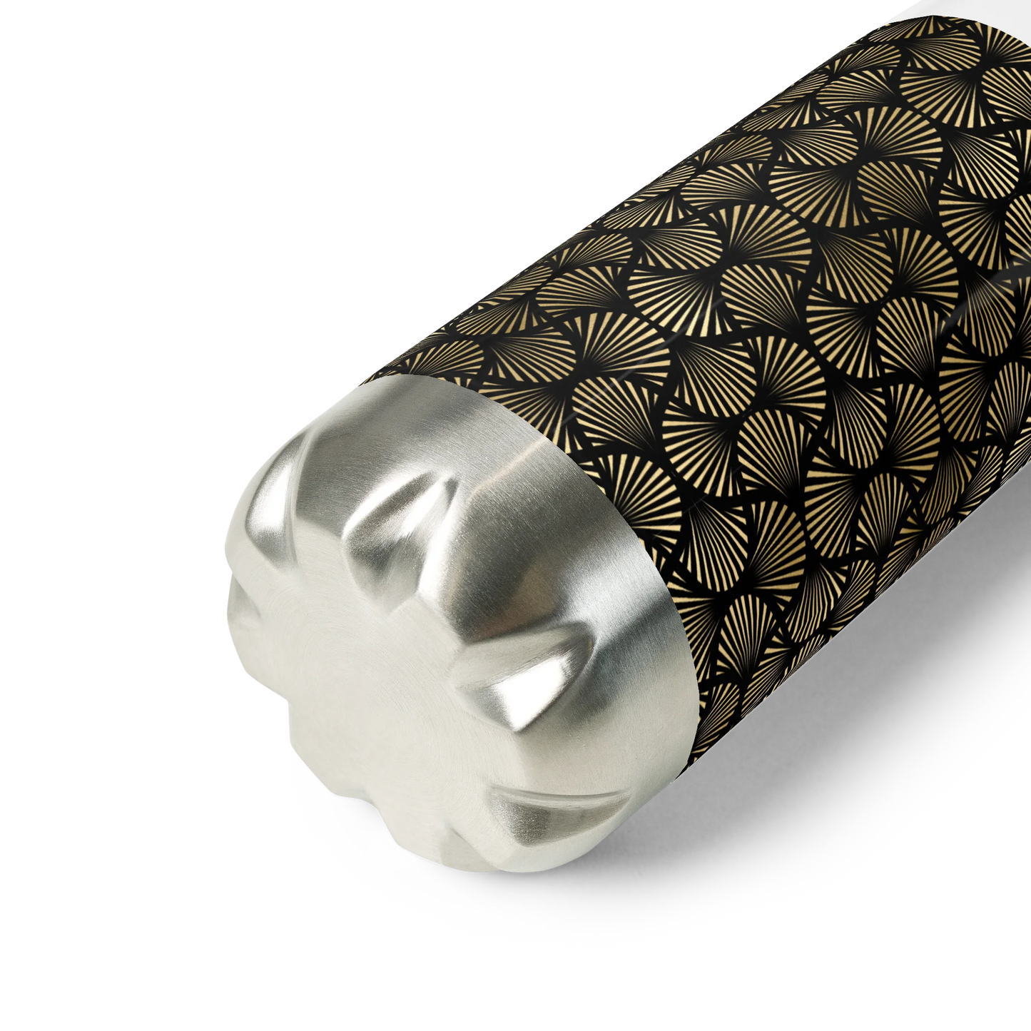 Black And Gold Art Deco Flower Reflections Stainless Steel Water Bottle