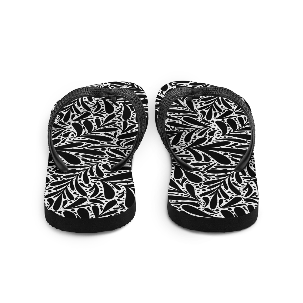 Black Leafy Luxury Flip-flops