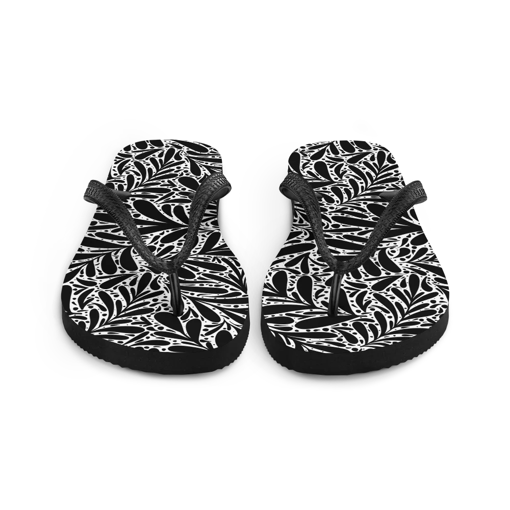 Black Leafy Luxury Flip-flops