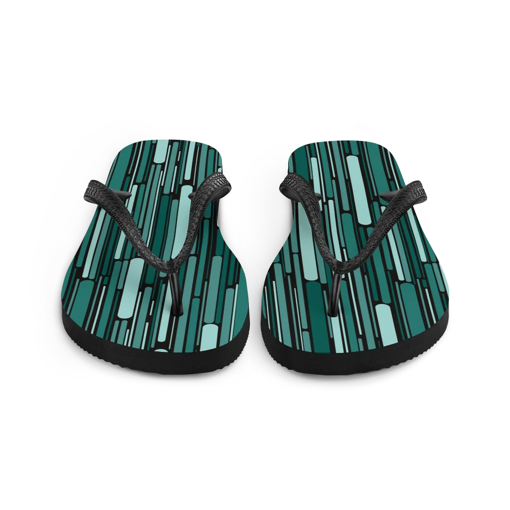 Green Rain Ornament Flip-flops