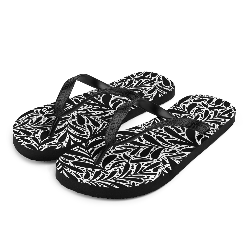 Black Leafy Luxury Flip-flops