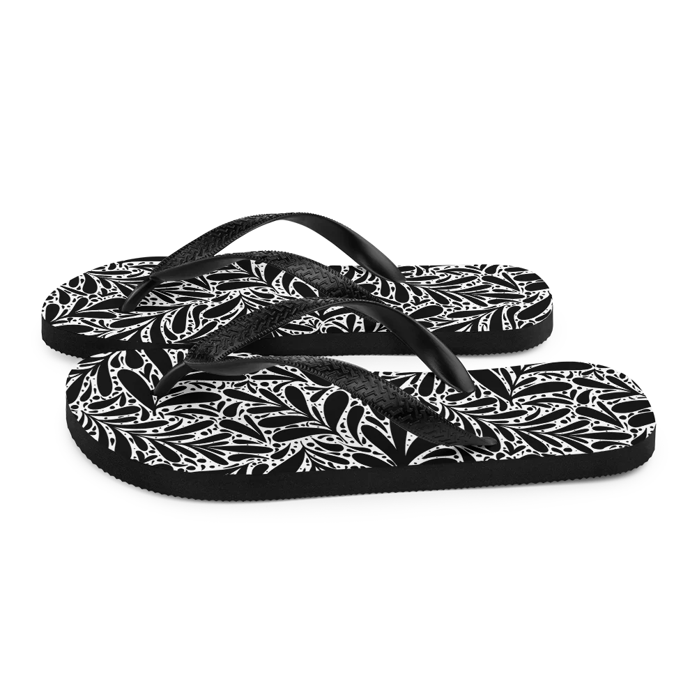 Black Leafy Luxury Flip-flops
