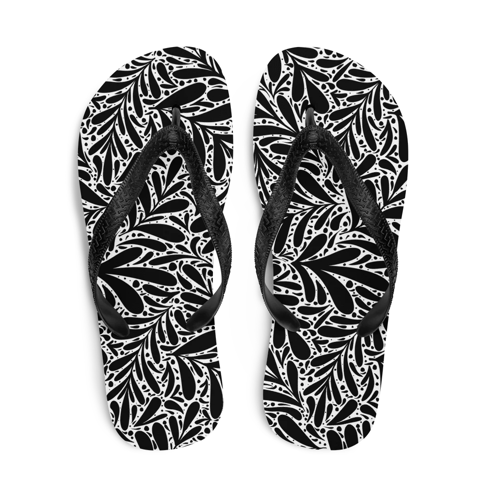 Black Leafy Luxury Flip-flops