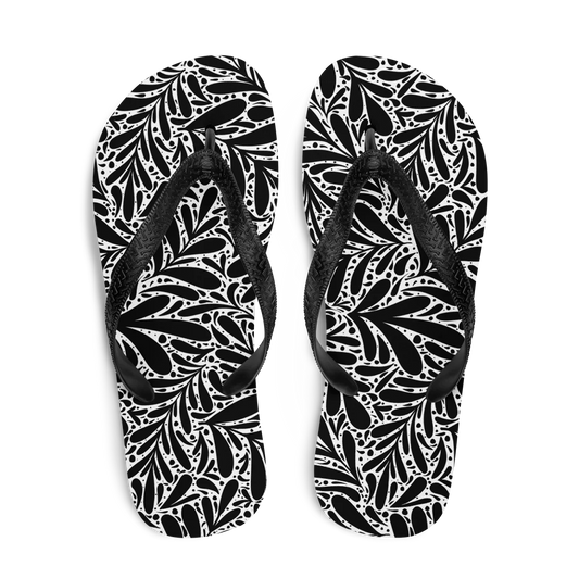Black Leafy Luxury Flip-flops