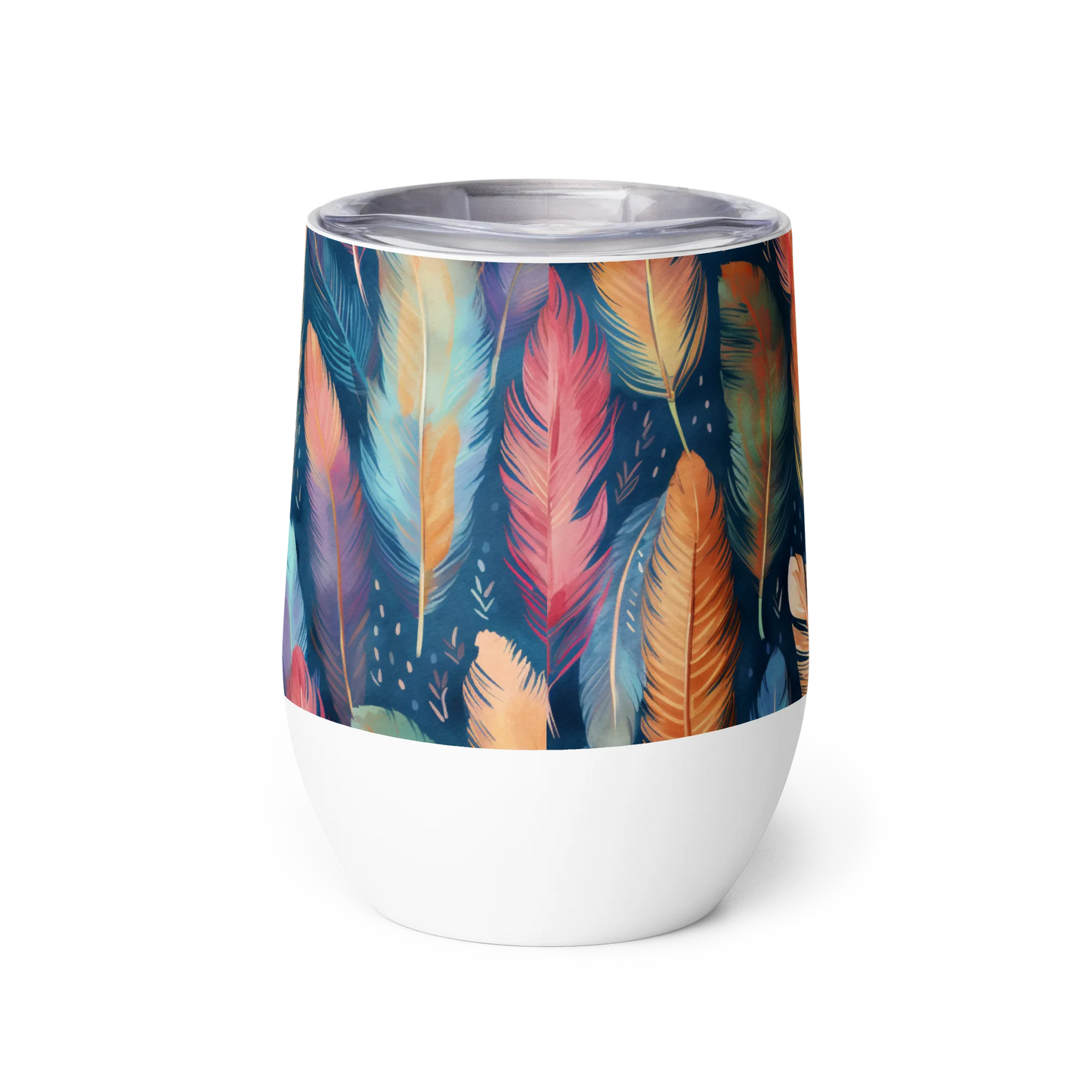 Dance of Wild Birds' Feathers Wine Tumbler