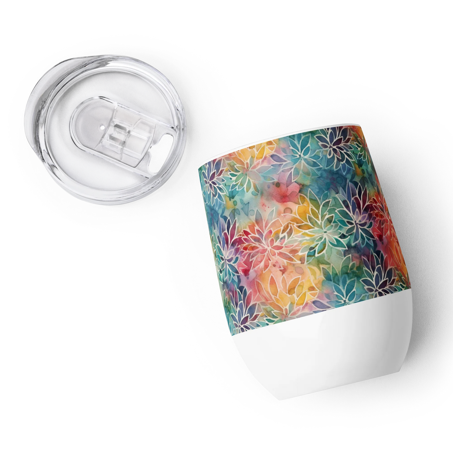 Colorful Summer Floral Abstraction Wine Tumbler