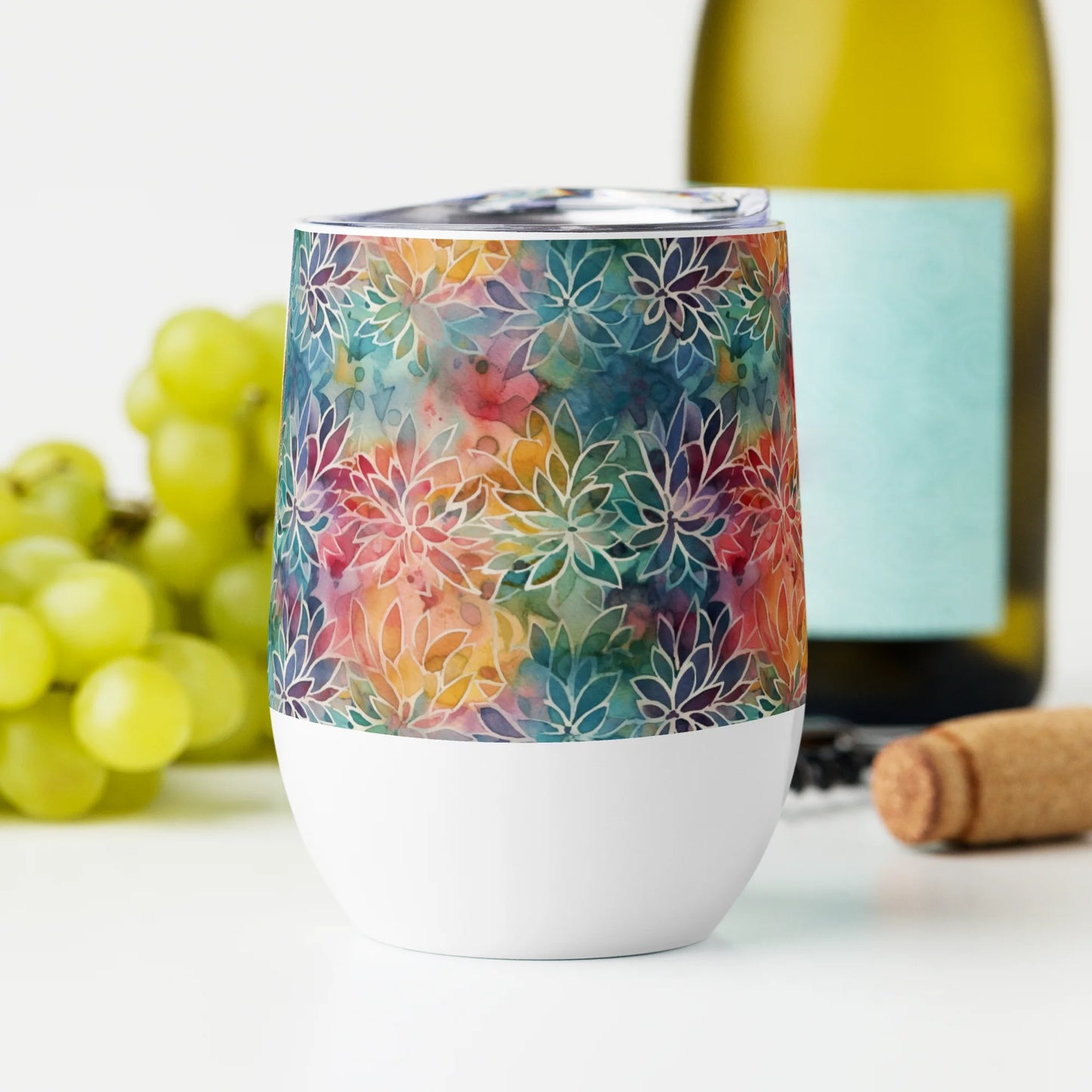 Colorful Summer Floral Abstraction Wine Tumbler