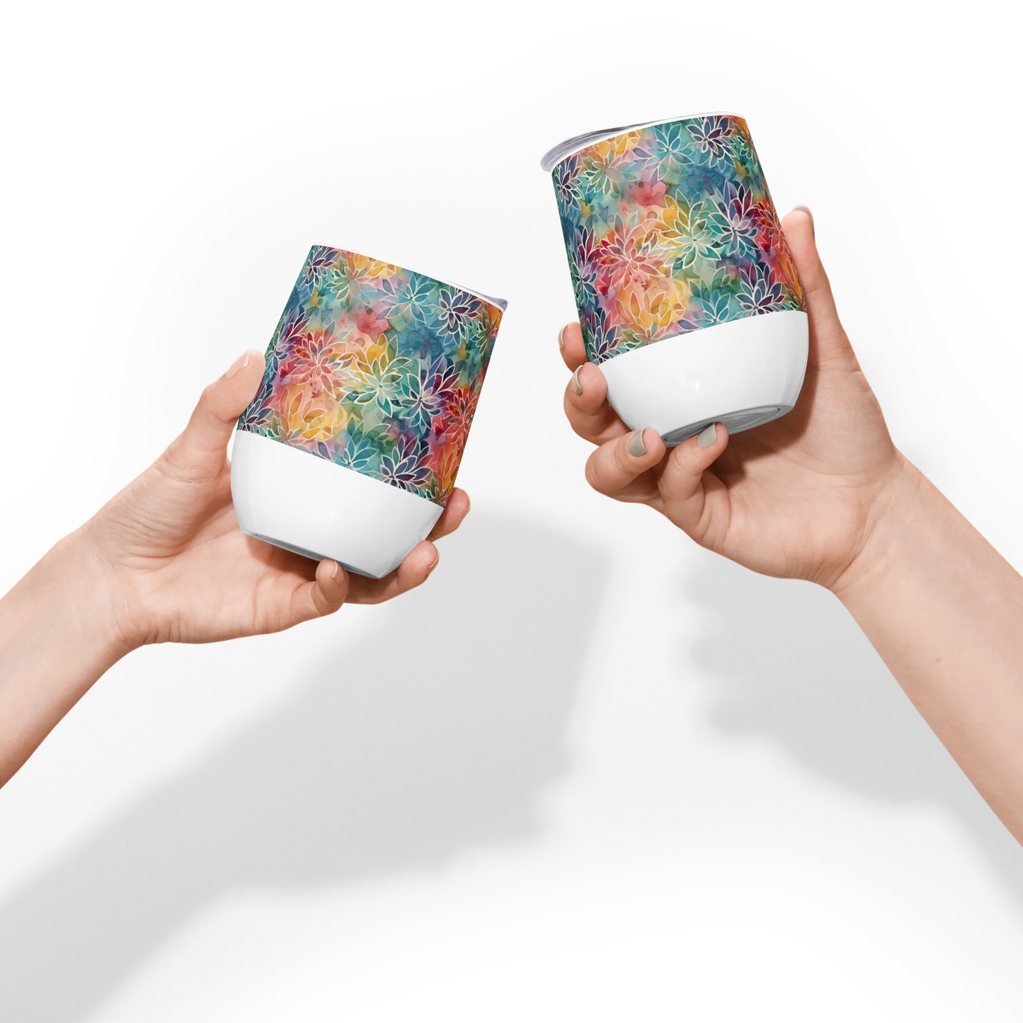 Colorful Summer Floral Abstraction Wine Tumbler