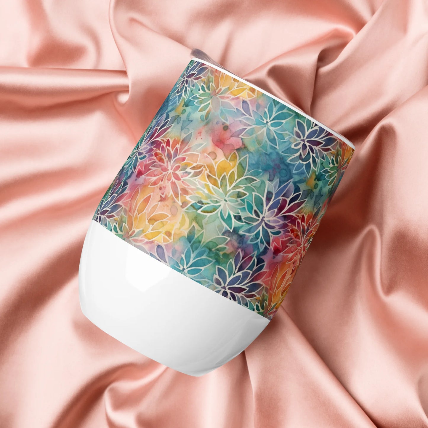 Colorful Summer Floral Abstraction Wine Tumbler