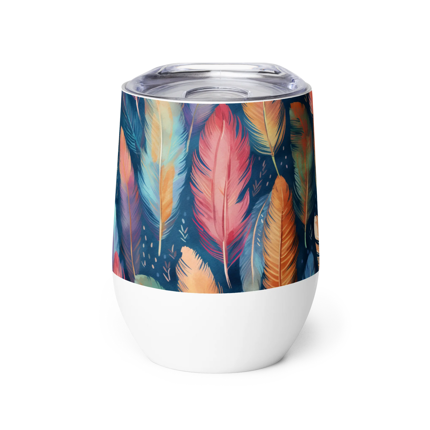 Dance of Wild Birds' Feathers Wine Tumbler