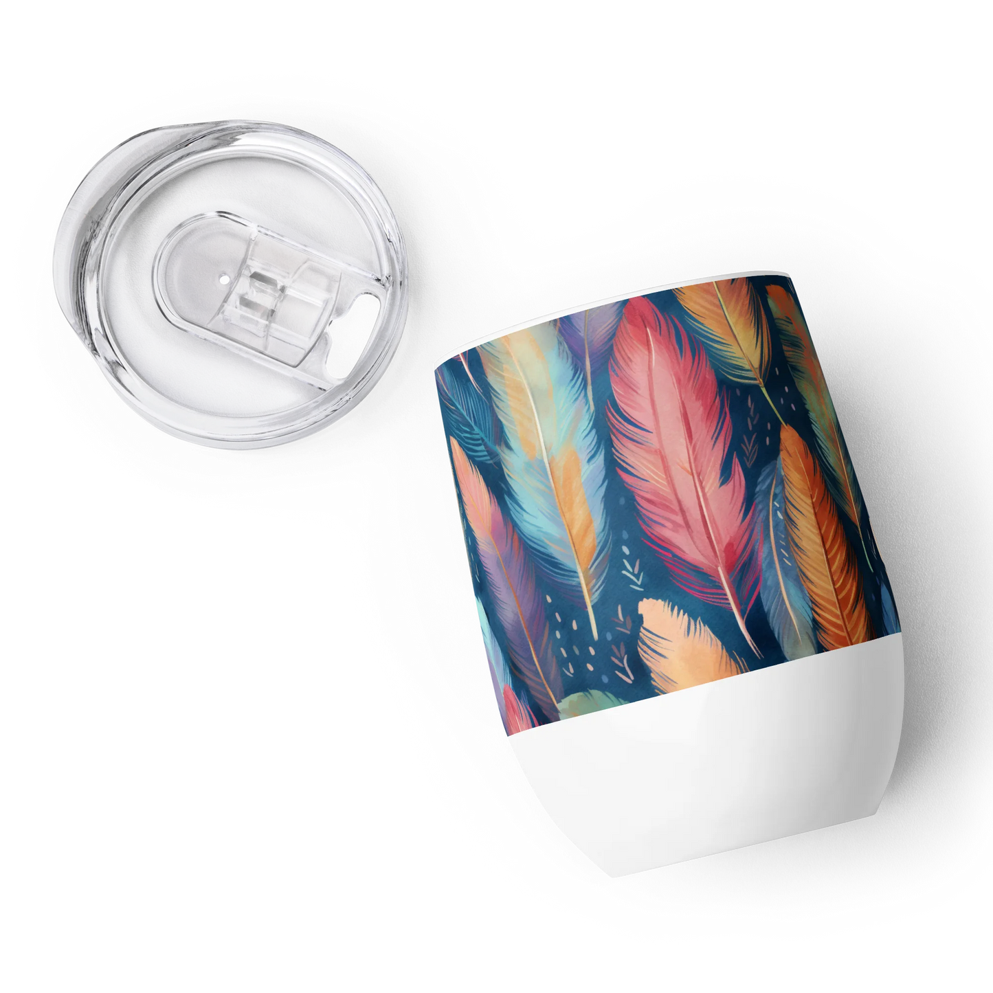 Dance of Wild Birds' Feathers Wine Tumbler