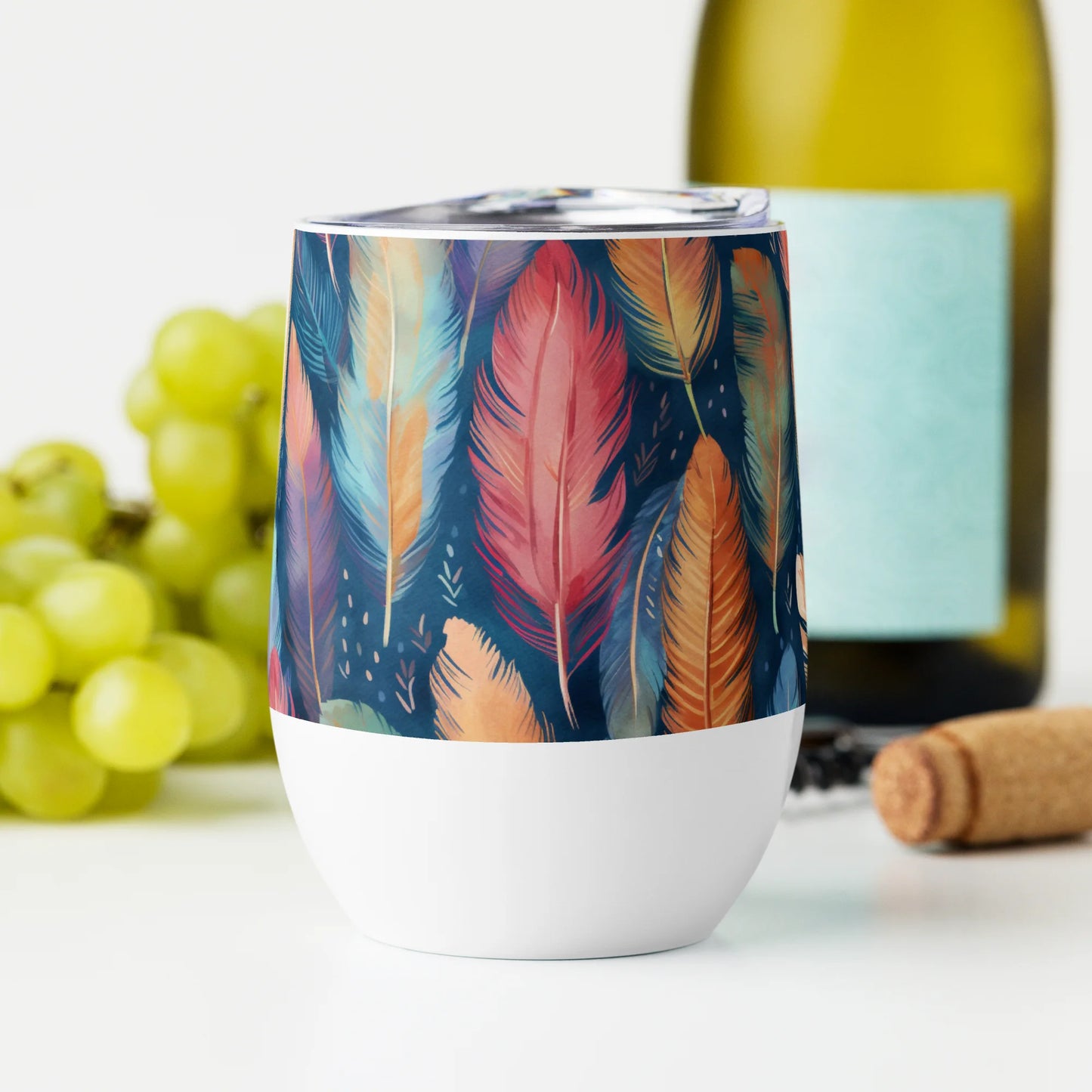 Dance of Wild Birds' Feathers Wine Tumbler