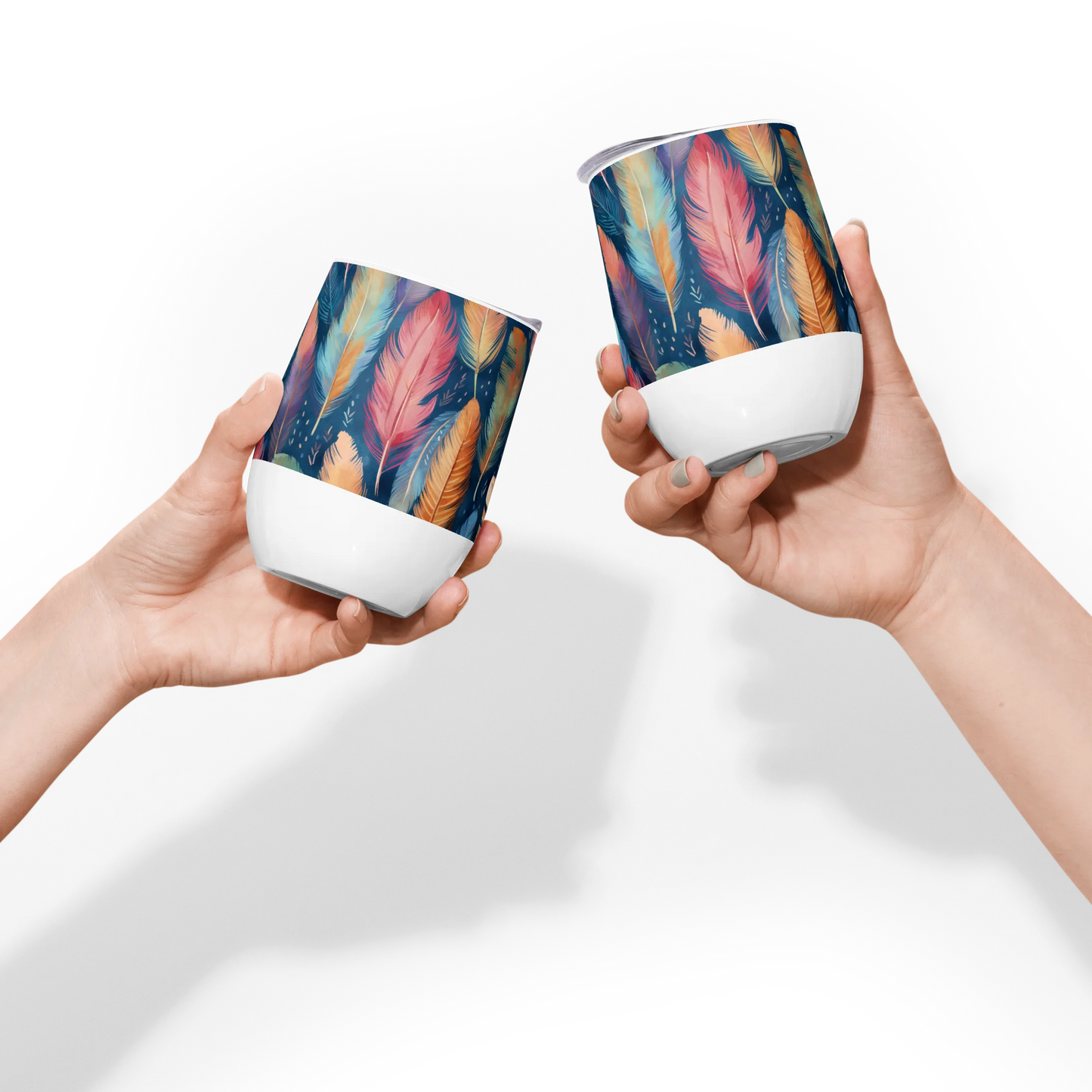 Dance of Wild Birds' Feathers Wine Tumbler