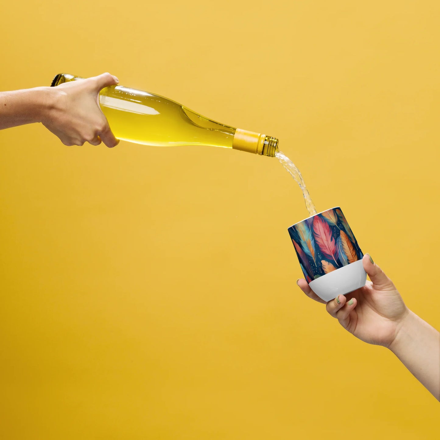 Dance of Wild Birds' Feathers Wine Tumbler