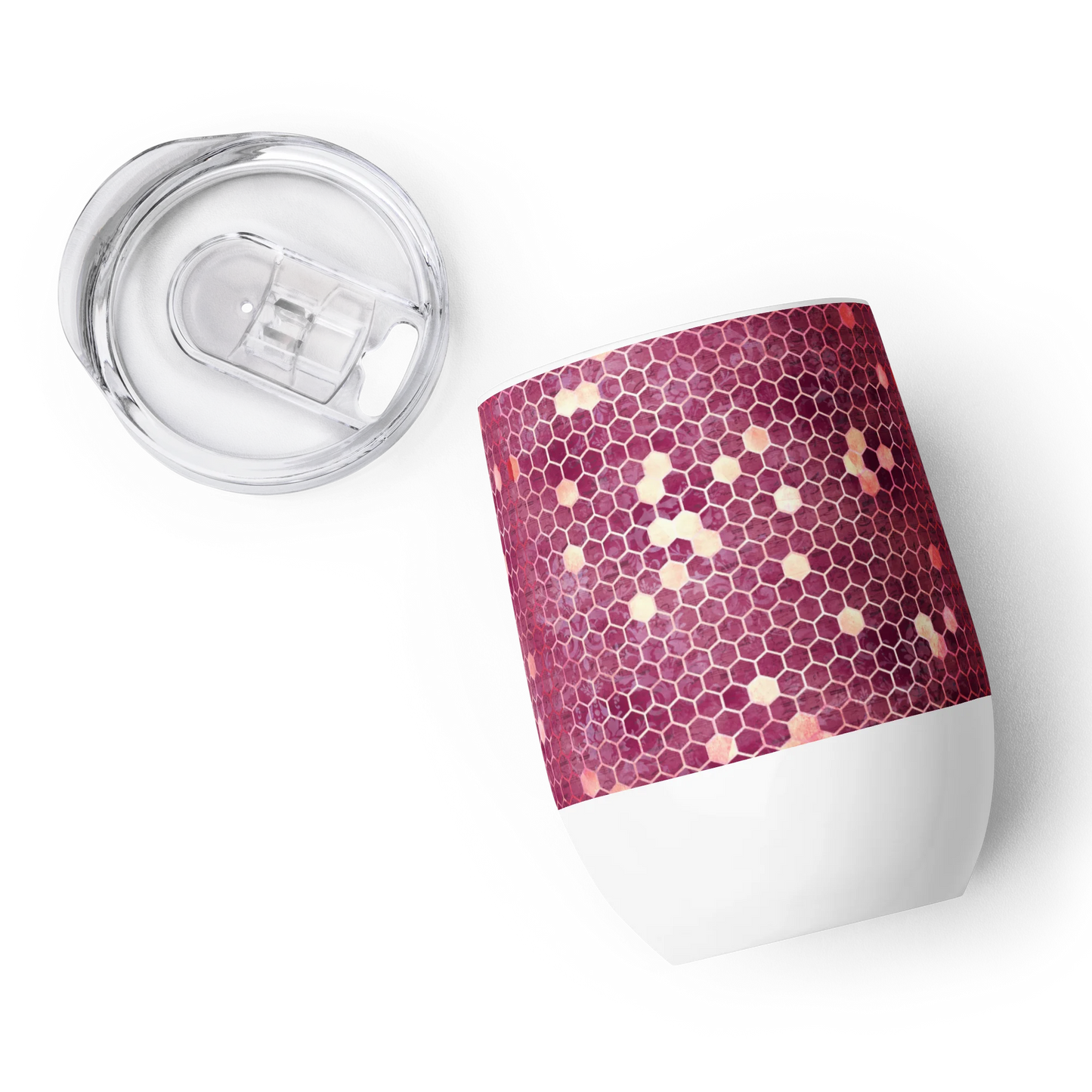 Burgundy Gold Honeycombs Ornament Wine Tumbler