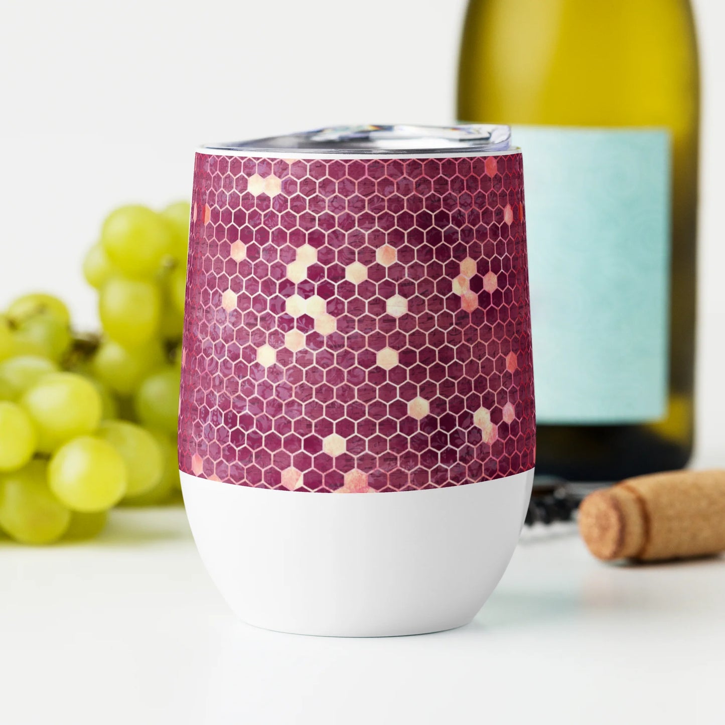 Burgundy Gold Honeycombs Ornament Wine Tumbler