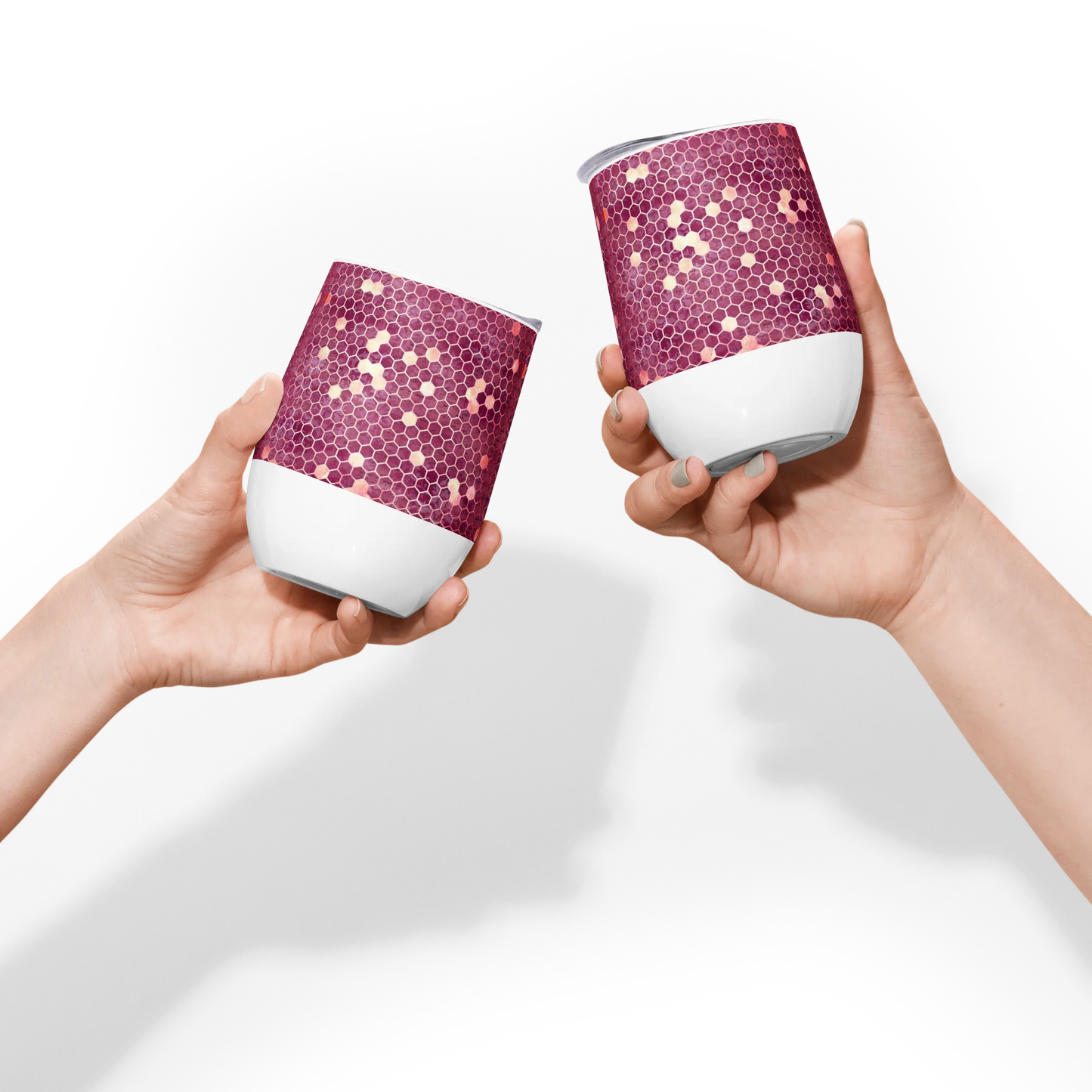 Burgundy Gold Honeycombs Ornament Wine Tumbler