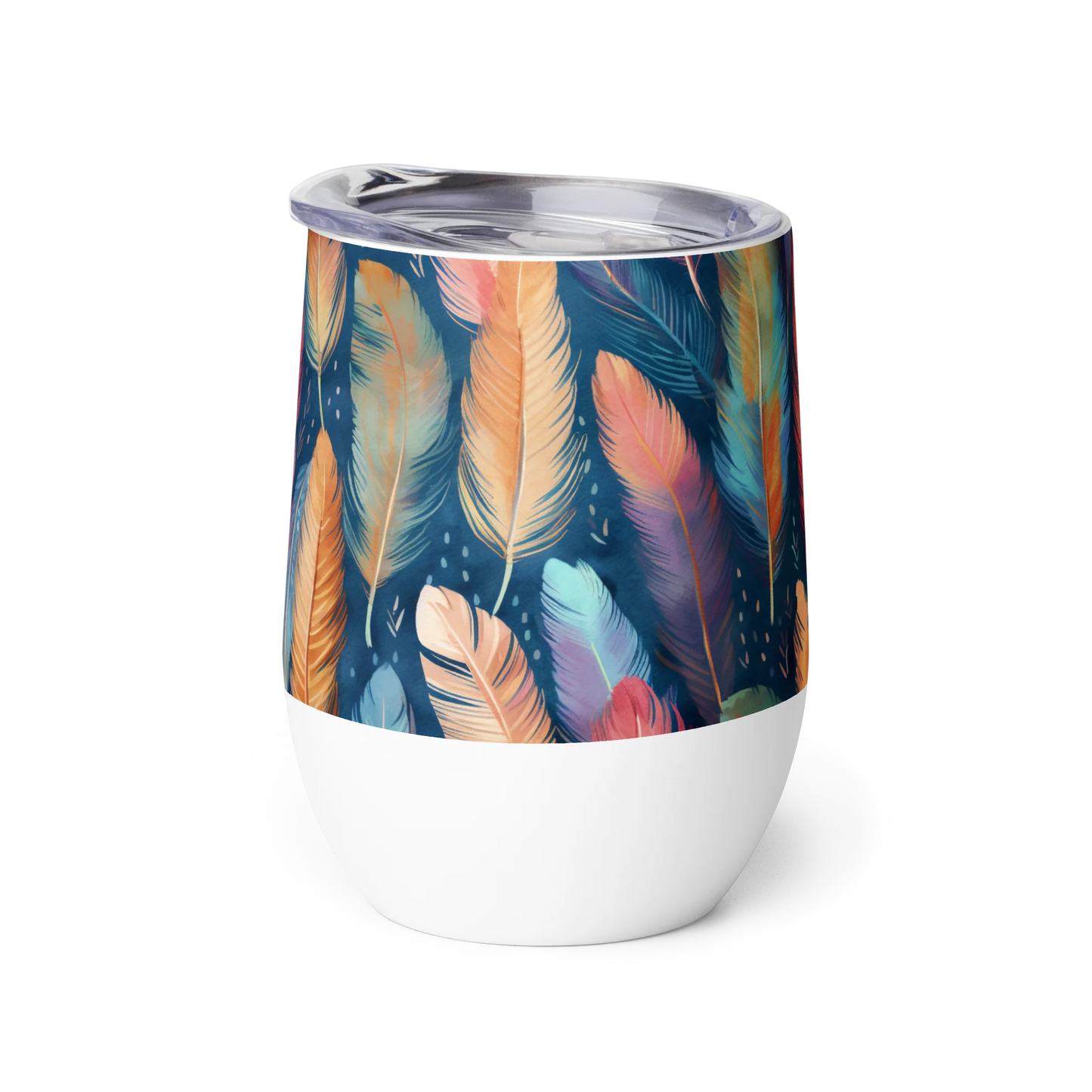 Dance of Wild Birds' Feathers Wine Tumbler