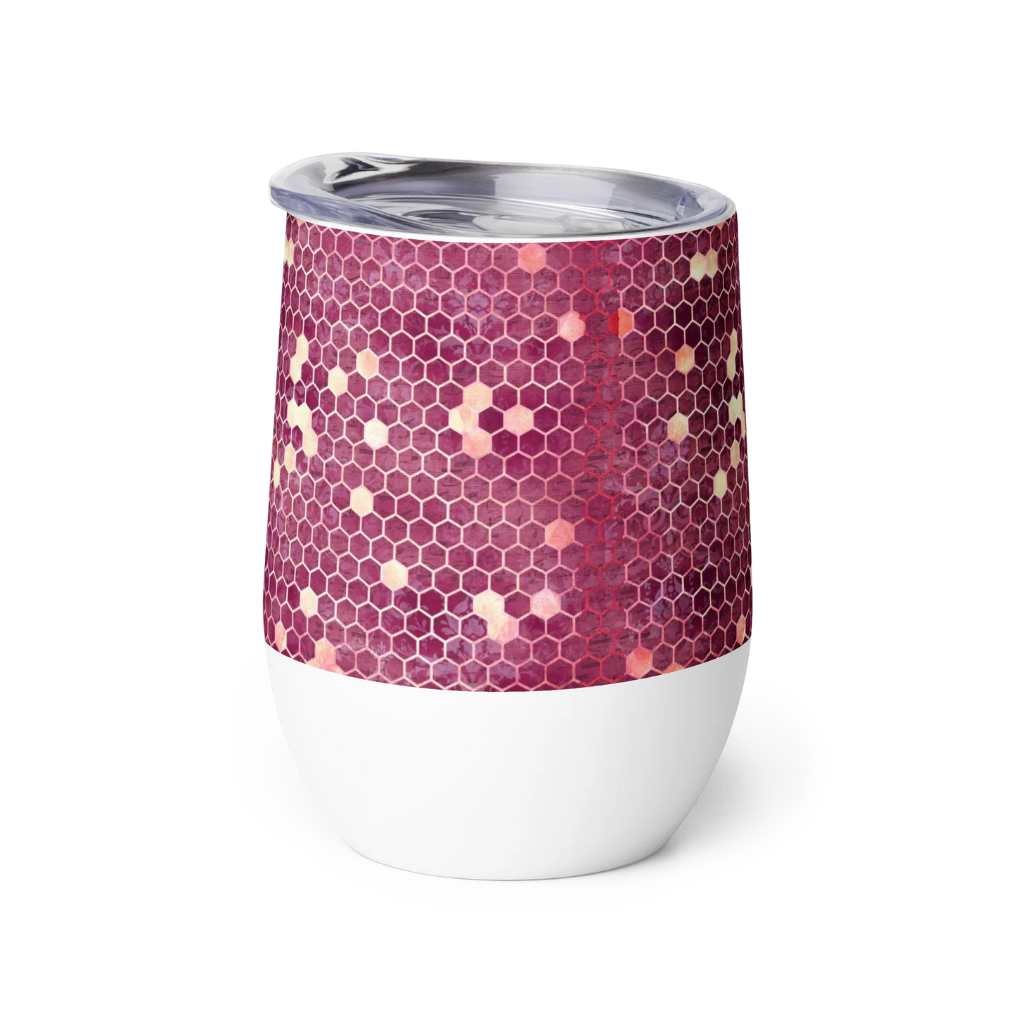 Burgundy Gold Honeycombs Ornament Wine Tumbler