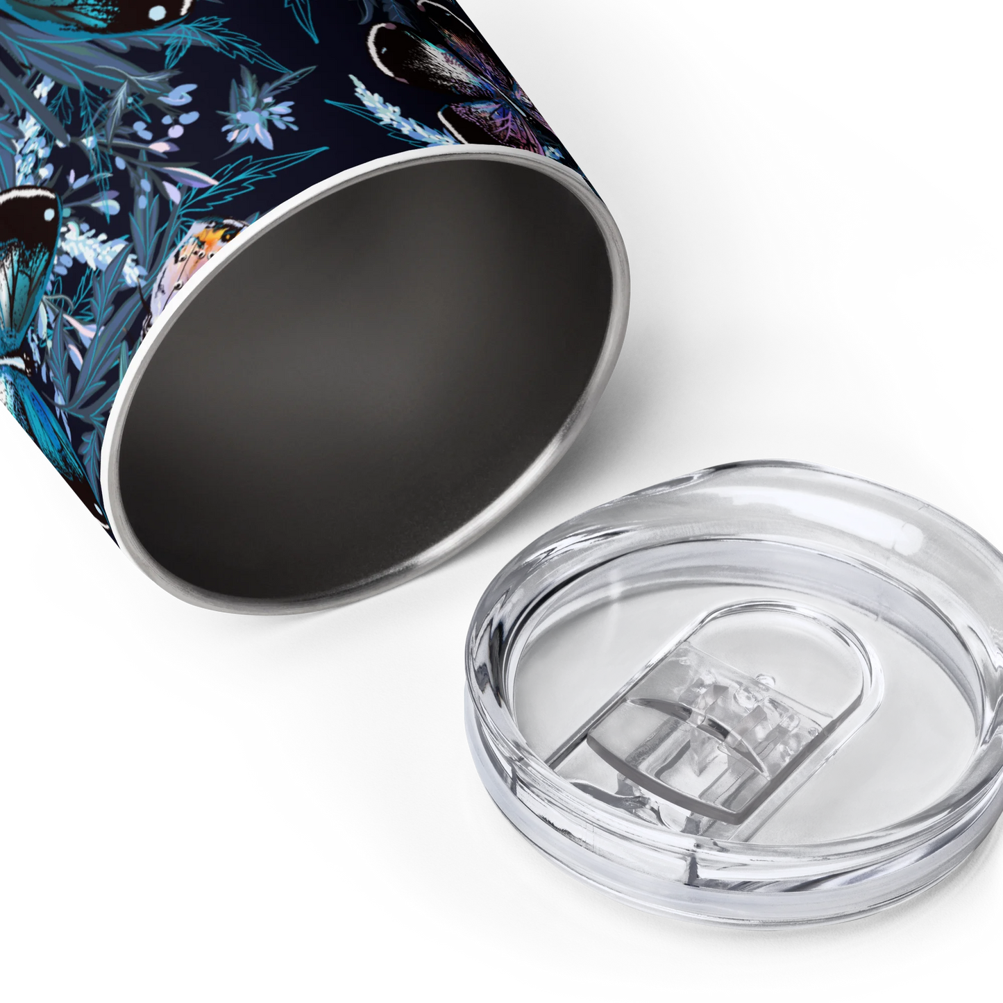 Night Flight of Blue Butterflies Wine Tumbler