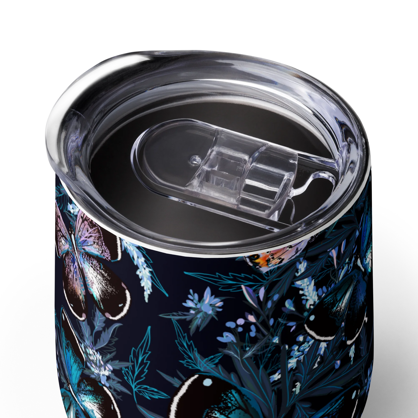 Night Flight of Blue Butterflies Wine Tumbler