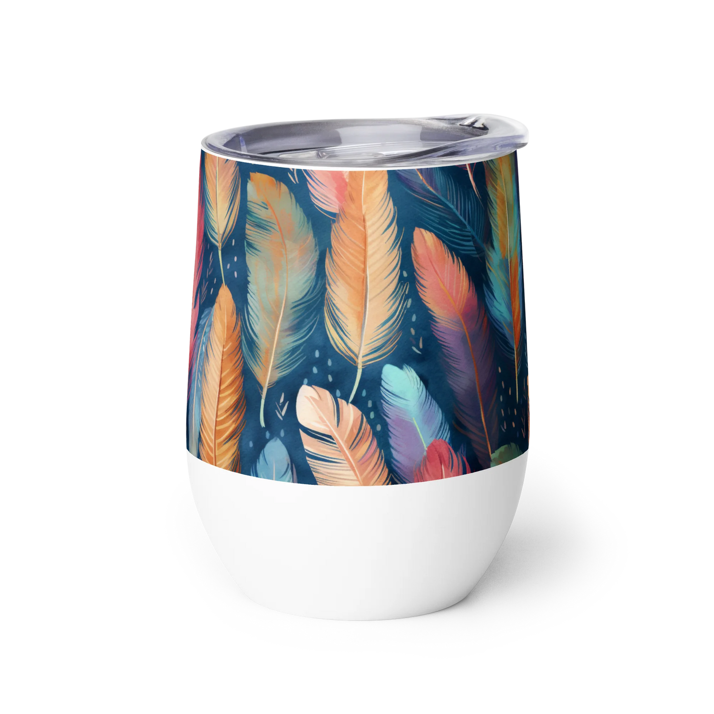 Dance of Wild Birds' Feathers Wine Tumbler