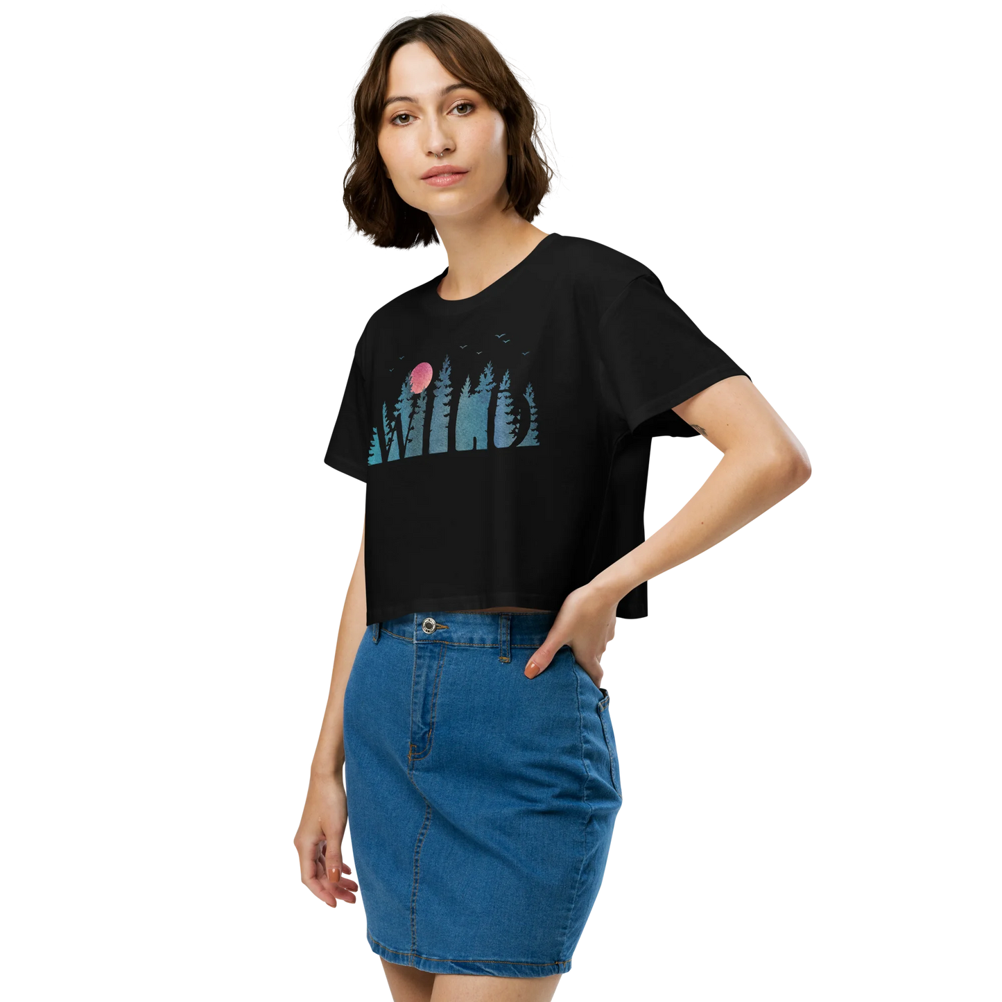 "Wild Soul in Blue Shades" Crop Top T-shirt