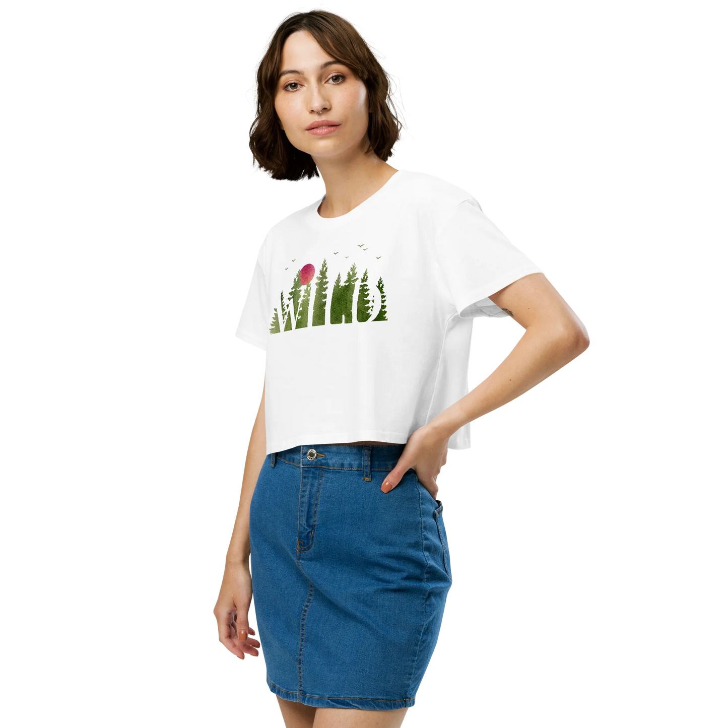 "Wild Soul in Green Shades" Crop Top T-shirt