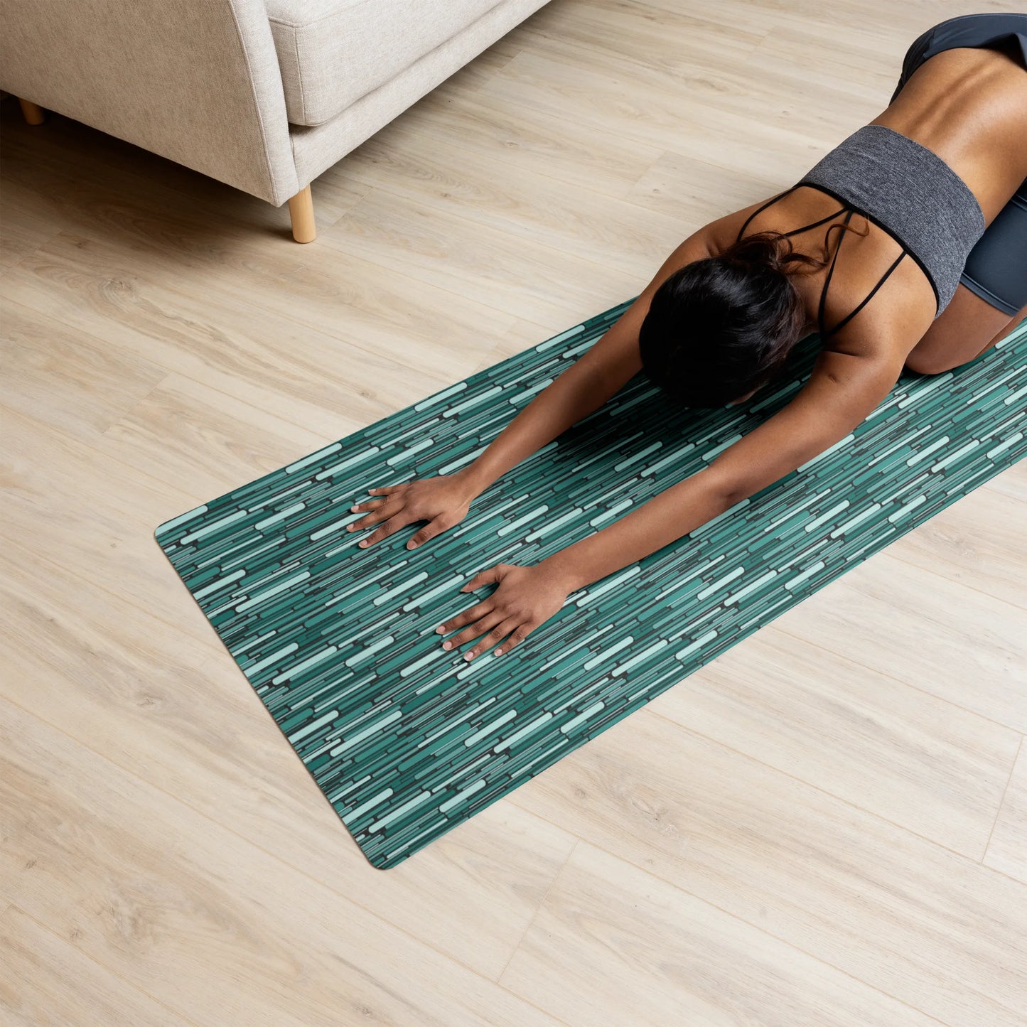 Green Rain Ornament Yoga Mat