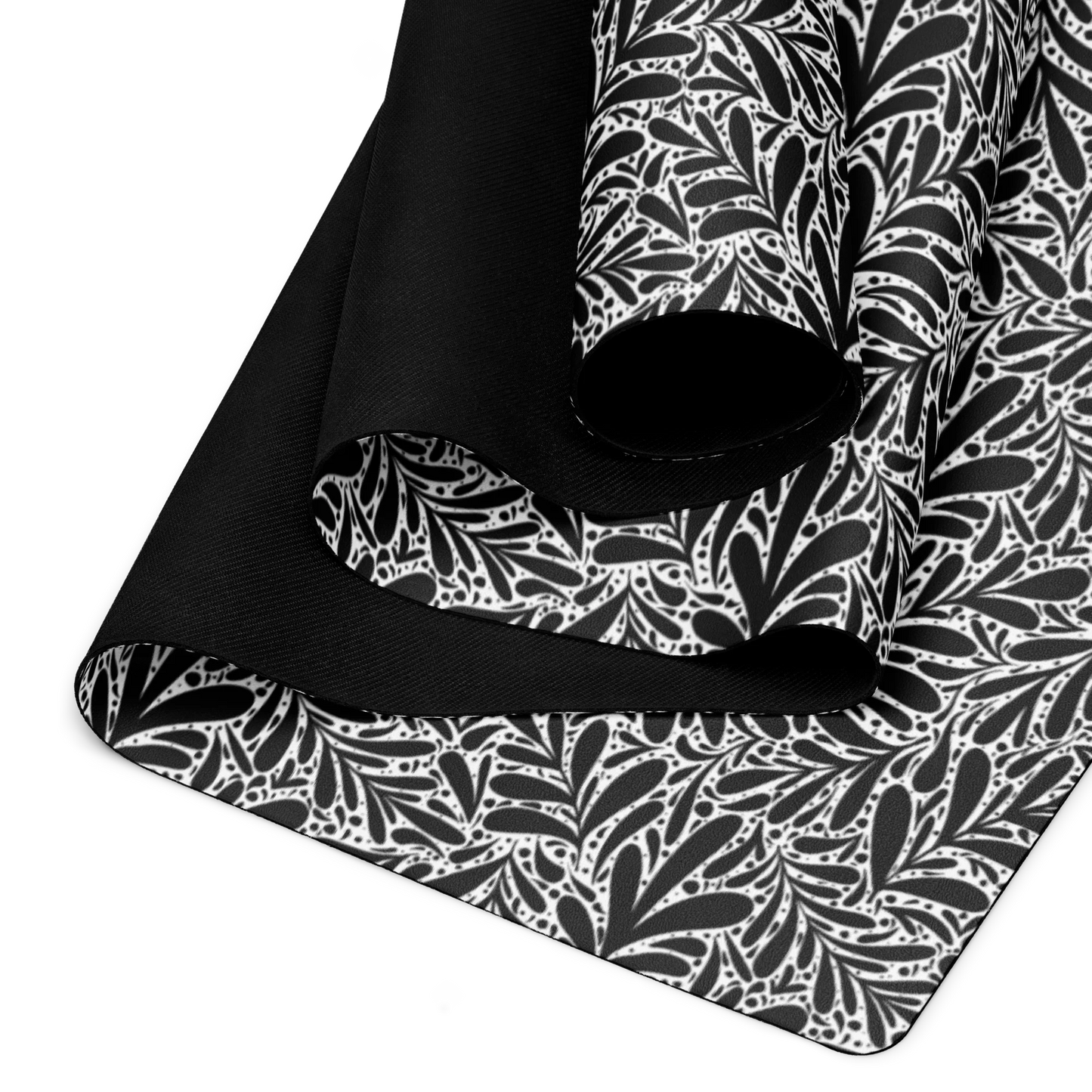 Black Leafy Luxury Yoga Mat