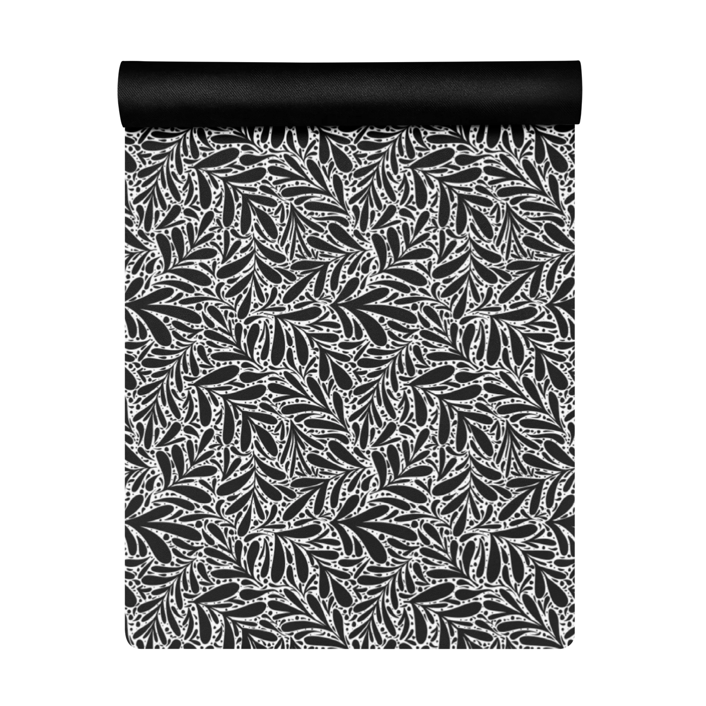 Black Leafy Luxury Yoga Mat