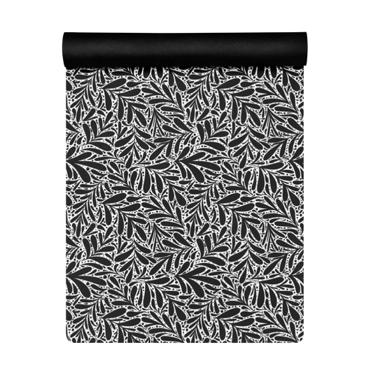 Black Leafy Luxury Yoga Mat