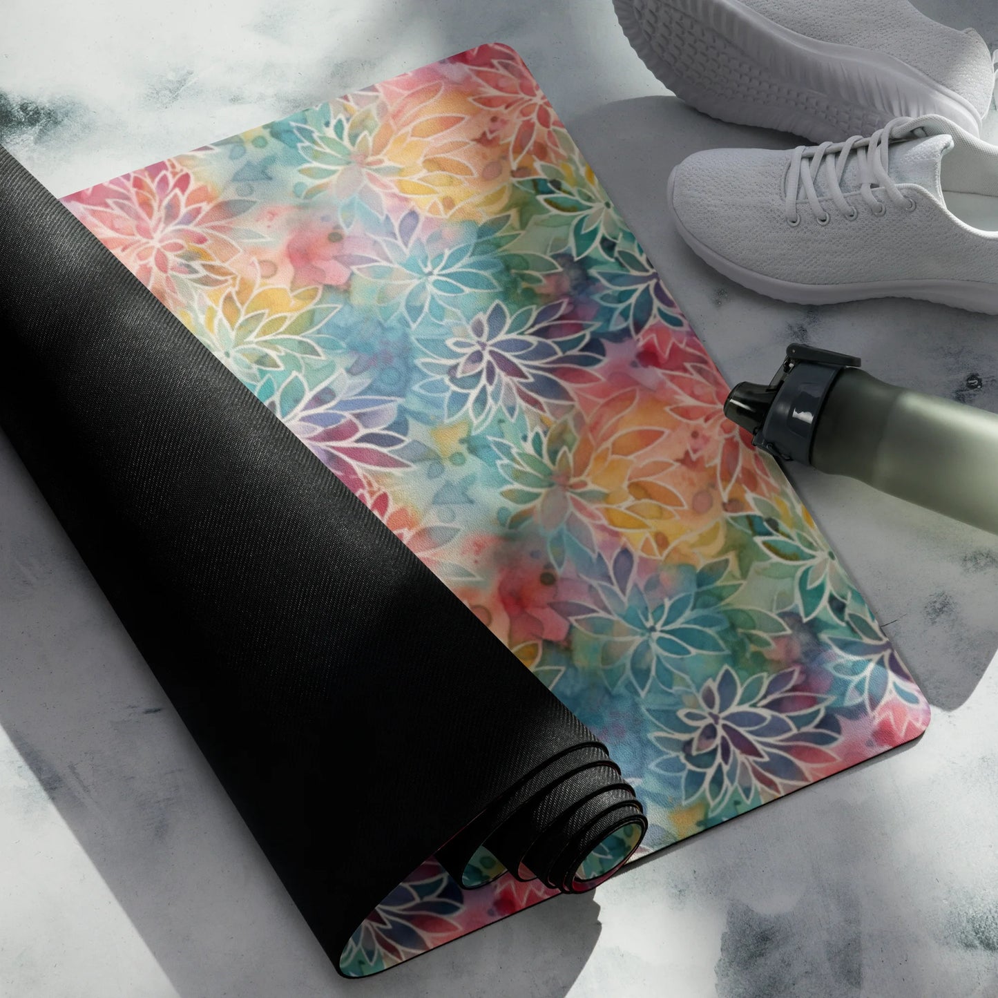 Colorful Summer Floral Abstraction Yoga Mat
