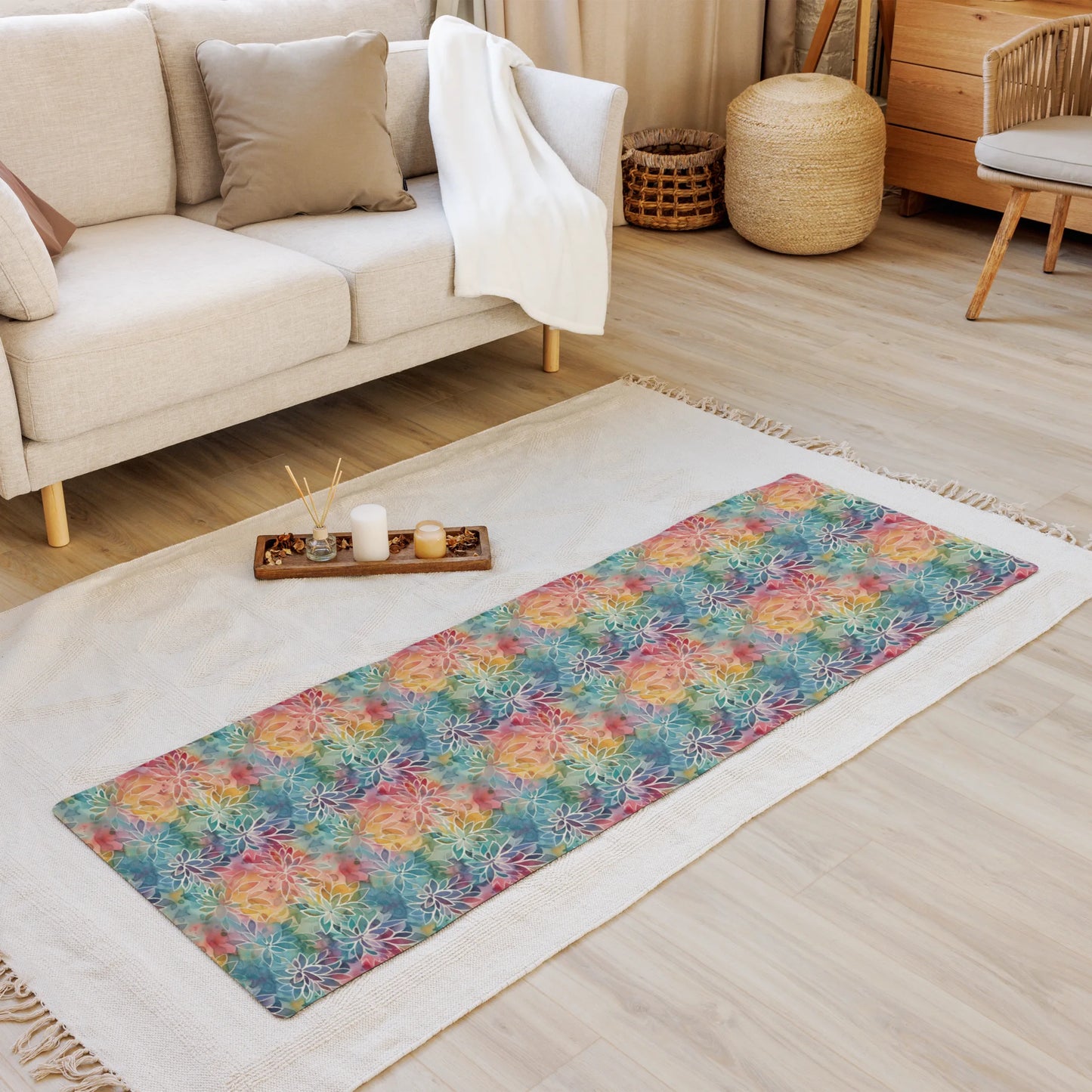 Colorful Summer Floral Abstraction Yoga Mat