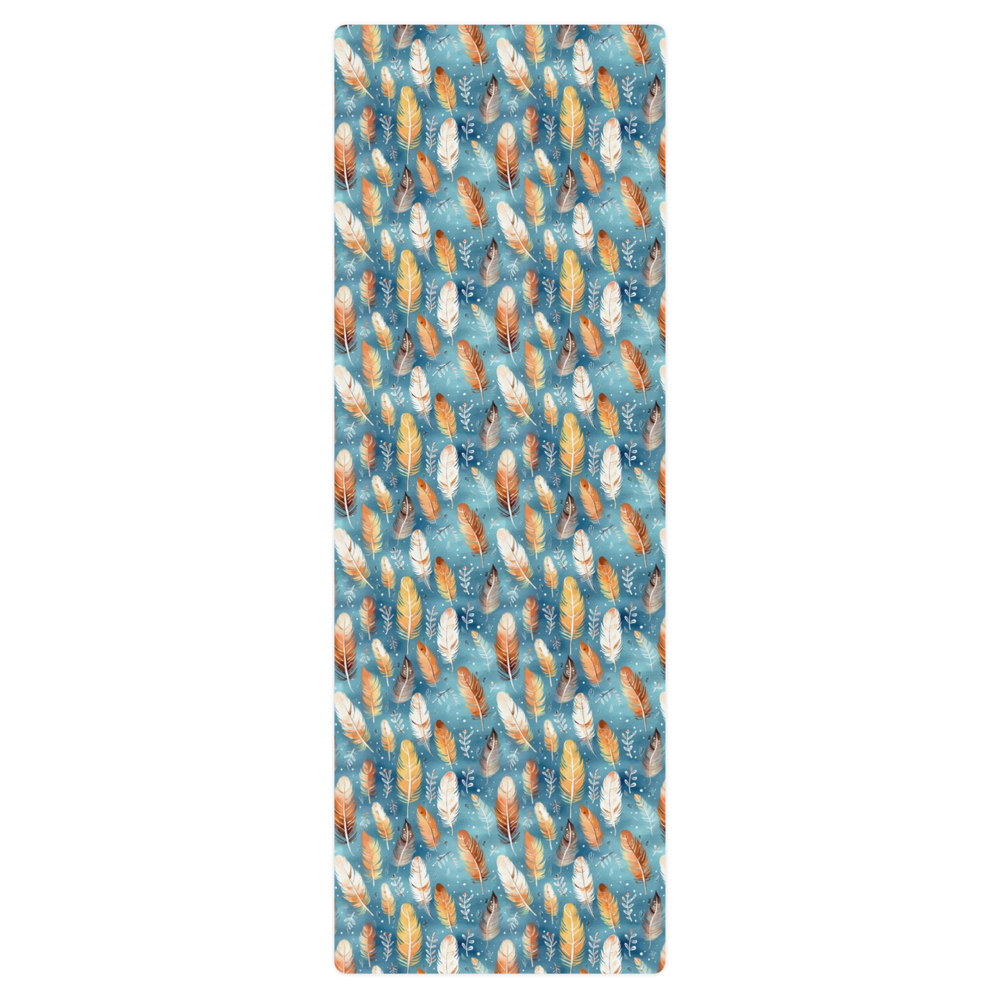Blue & Orange Feather's Tale Yoga Mat