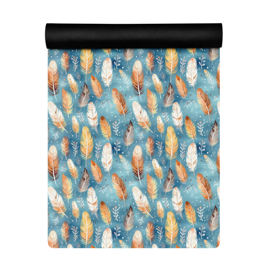 Blue & Orange Feather's Tale Yoga Mat