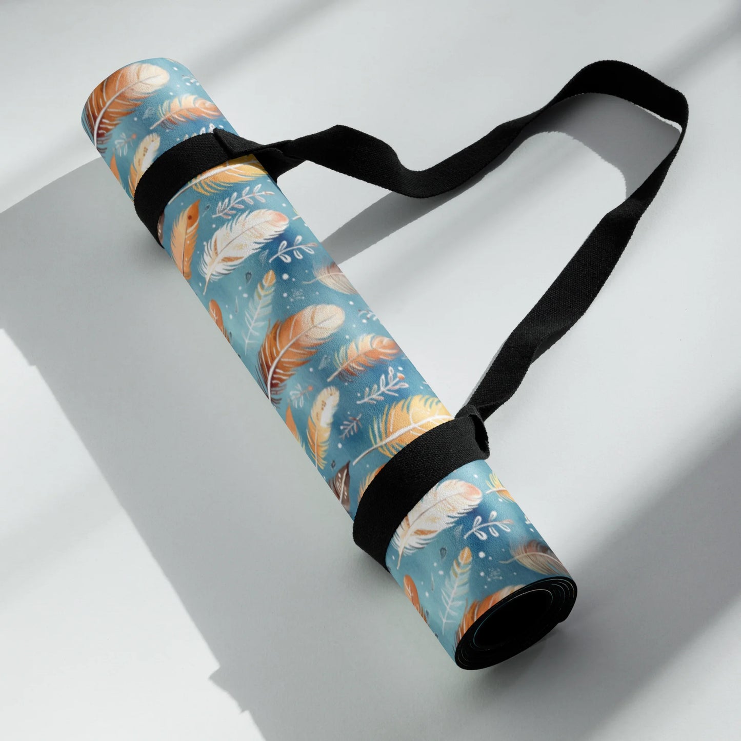 Blue & Orange Feather's Tale Yoga Mat